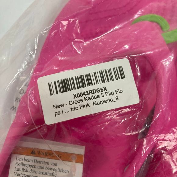 Crocs Kadee II Flip Flops Sandals Electric Pink 202492-6QQ Women’s Size 9 - Picture 2 of 4